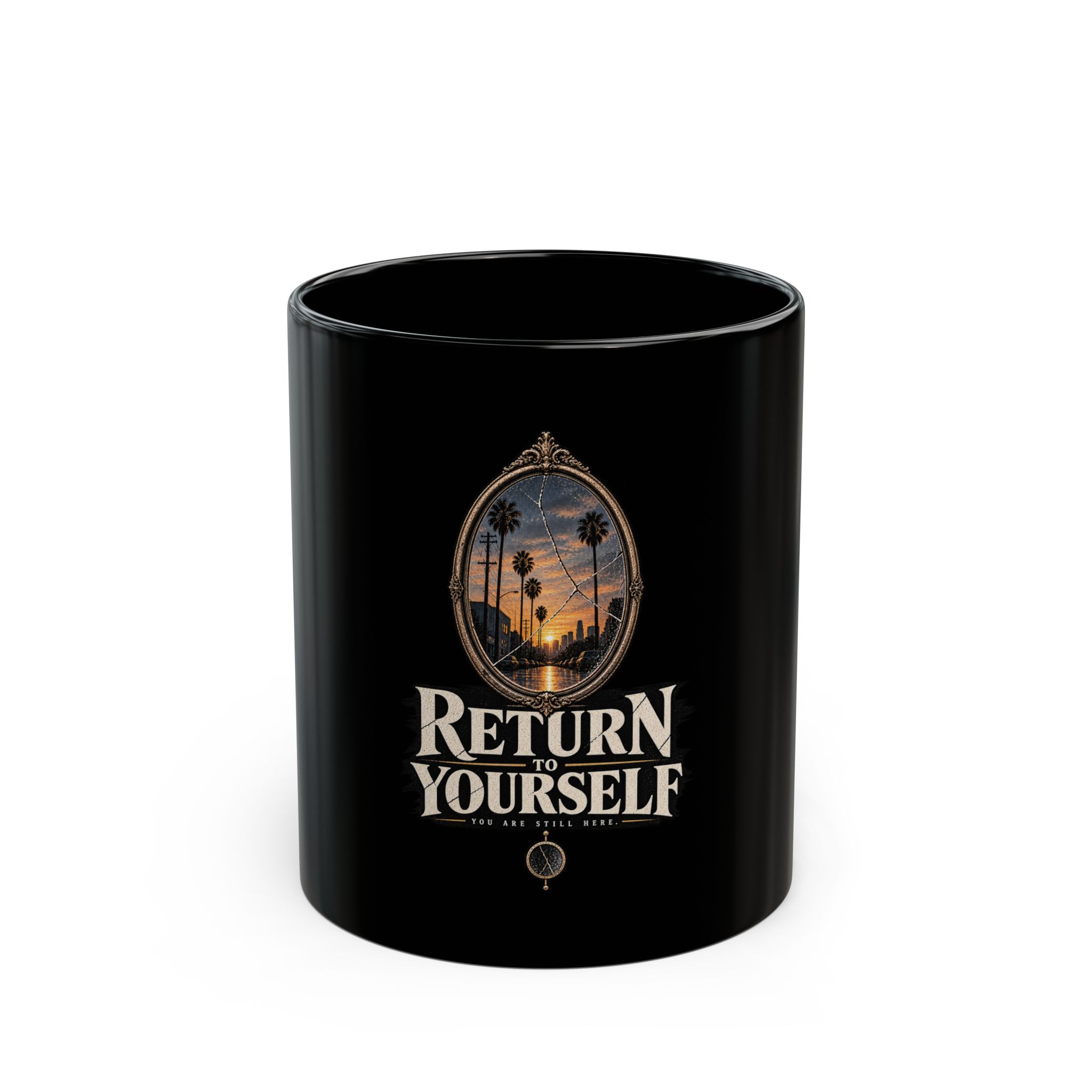 Return to Yourself Black Mug